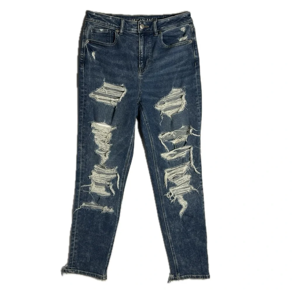 American Eagle Mom Jeans Front and Back Ripped Size 4 - Picture 2 of 11